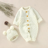 KNITTED BABY COTTON ROMPER 2-PIECE SET