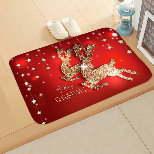Mały dywanik, chodnik z motywem świątecznym | Złote renifery
