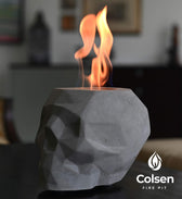 Tabletop Rubbing Alcohol Fireplace Indoor Outdoor Fire Pit Portable Fire Concrete Bowl Pot Fireplace (Skull) (Gray)